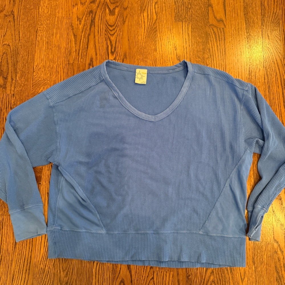 Aerie Offline blue waffle knit top medium grunge Y2K